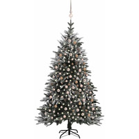 vidaXL Artificial Christmas Tree LED&Ball Set&Flocked Snow 82.7" PVC&PE