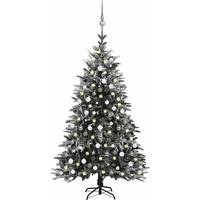 vidaXL Artificial Christmas Tree LED&Ball Set&Flocked Snow 82.7" PVC&PE