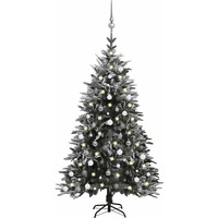 vidaXL Artificial Christmas Tree LED&Ball Set&Flocked Snow 70.9" PVC&PE