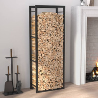 vidaXL Firewood Rack Matt Black 19.7"x11"x52" Steel