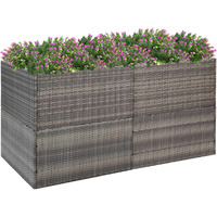 vidaXL Garden Planter Gray 61.8"x31.5"x31.5" Poly Rattan