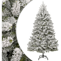 vidaXL Artificial Hinged Christmas Tree with Flocked Snow 82.7"