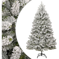 vidaXL Artificial Hinged Christmas Tree with Flocked Snow 94.5"
