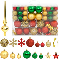 vidaXL 112 Piece Christmas Bauble Set Red / Green / Gold Polystyrene