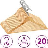 vidaXL 20 pcs Clothes Hanger Set Non-slip Hardwood
