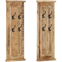 vidaXL Coat Racks 2 pcs Solid Wood Mango 15"x39.4"
