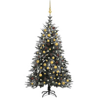 vidaXL Artificial Christmas Tree LED&Ball Set&Flocked Snow 70.9" PVC&PE