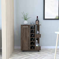 Bar cart Wells, Four casters, Dark Walnut Finish(D0102HgEDM7)