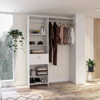 150 closet System British, One Drawer, Three Metal Rods, White Finish(D0102HgE1Ag)