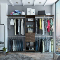 closet System Pittsburg, Four Hanging Rods, Dark Walnut Finish(D0102HgED77)