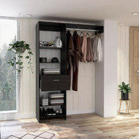 150 closet System British, Metal Rod, One Drawer, Black Wengue Finish(D0102HgE11W)