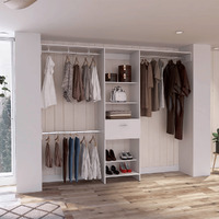 250 closet System British, One Drawer, Three Metal Rods, White Finish(D0102HgE1NY)