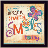 Be The Reason Someone Smiles Black Framed Print Wall Art