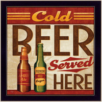cold Beer Served Here Black Framed Print Wall Art