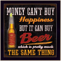 Money cant Buy Happiness Black Framed Print Wall Art