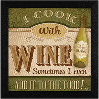 I cook With Wine Black Framed Print Kitchen Wall Art