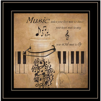 Music 2 Black Framed Print Wall Art