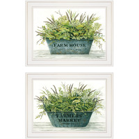 Set Of Two Farm Market Bouquet White Framed Print Wall Art