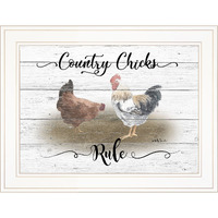 country chicks Rule White Framed Print Wall Art