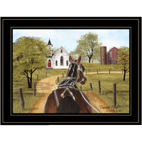 Amish On Sunday Drive 2 Black Framed Print Wall Art