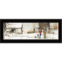 Snowmen From Heaven 3 Black Framed Print Wall Art