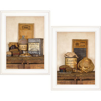 Set Of Two creek Water Laundry White Framed Print Bathroom Wall Art