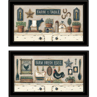 Set Of Two Farm Fresh 2 Black Framed Print Wall Art