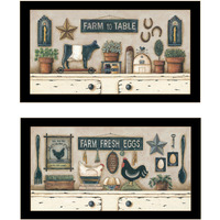 Set Of Two Farm Fresh 3 Black Framed Print Wall Art