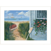 Beach cottage 1 White Framed Print Wall Art