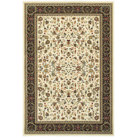 2 X 4 Ivory And Black Oriental Power Loom Stain Resistant Area Rug
