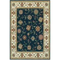 5 X 8 Navy And Ivory Oriental Power Loom Stain Resistant Area Rug
