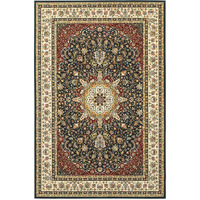 2 X 4 Navy And Ivory Oriental Power Loom Stain Resistant Area Rug