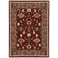 2 X 3 Red Black Ivory And Brown Oriental Power Loom Stain Resistant Area Rug With Fringe