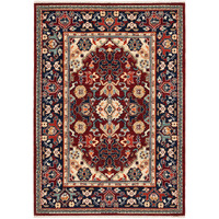 2 X 3 Red Blue Orange And Beige Oriental Power Loom Stain Resistant Area Rug With Fringe