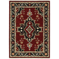 2 x 3 Red and Black Oriental Power Loom Area Rug With Fringe