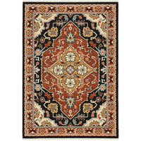 2 x 3 Black and Orange Oriental Power Loom Area Rug