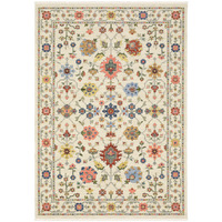 2 X 3 Ivory Oriental Power Loom Stain Resistant Area Rug With Fringe