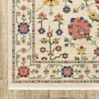 2 X 6 Ivory Salmon Pink gold Blues grey Rust And green Oriental Power Loom Stain Resistant Runner Rug With Fringe