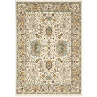 2 X 3 gray And Ivory Oriental Power Loom Area Rug With Fringe