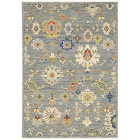 2 X 3 grey Ivory gold Salmon Red Blue And green Oriental Power Loom Stain Resistant Area Rug With Fringe