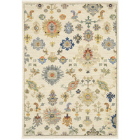 10 X 13 Ivory Beige gold grey Blue Pink Red Rust And green Oriental Power Loom Stain Resistant Area Rug With Fringe