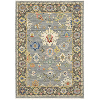 2 X 3 Blue grey gold green Pink Orange Ivory And Red Oriental Power Loom Stain Resistant Area Rug With Fringe