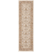 2 X 8 Rust And Ivory Oriental Power Loom Stain Resistant Runner Rug With Fringe