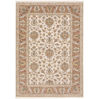 3 X 5 Rust And Ivory Oriental Power Loom Stain Resistant Area Rug With Fringe