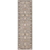 2 X 8 grey And Ivory Oriental Power Loom Stain Resistant Runner Rug With Fringe
