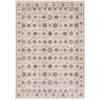 2 X 3 Ivory And gold Oriental Power Loom Stain Resistant Area Rug With Fringe