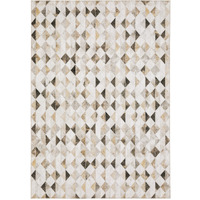 5 X 7 Beige Brown grey And Ivory geometric Power Loom Stain Resistant Area Rug
