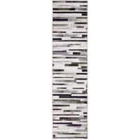 2 X 8 grey charcoal And Beige geometric Power Loom Stain Resistant Runner Rug
