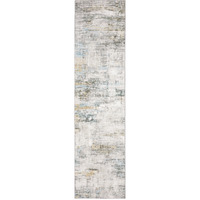 2 X 8 gray And Ivory Abstract Power Loom Stain Resistant Runner Rug