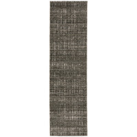 2 X 8 charcoal grey grey Ivory Tan And Brown Abstract Power Loom Stain Resistant Runner Rug